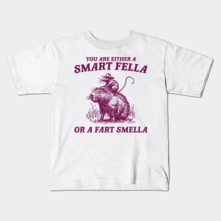 Are You A Smart Fella Or Fart Smella Vintage Shirt, Funny Rat Riding Cabybara Kids T-Shirt